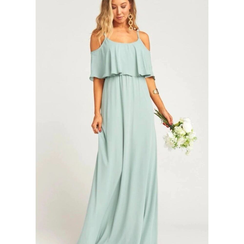 Show Me Your Mumu Dress NWT Sage Green Caitlin Maxi Ruffle Vacation Summer M